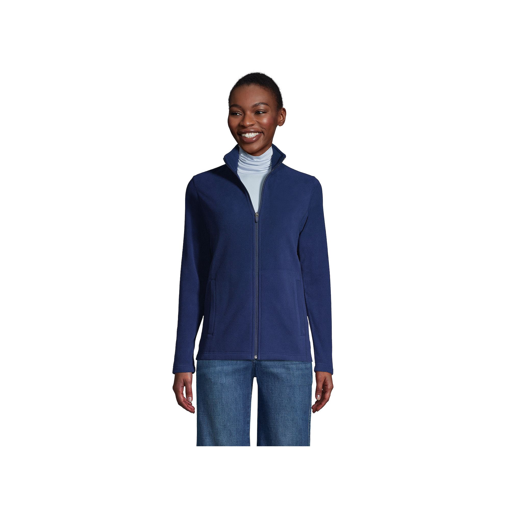Petite Lands End Full Zip Fleece Jacket, Womens, Size: XS Petite, Deep  B