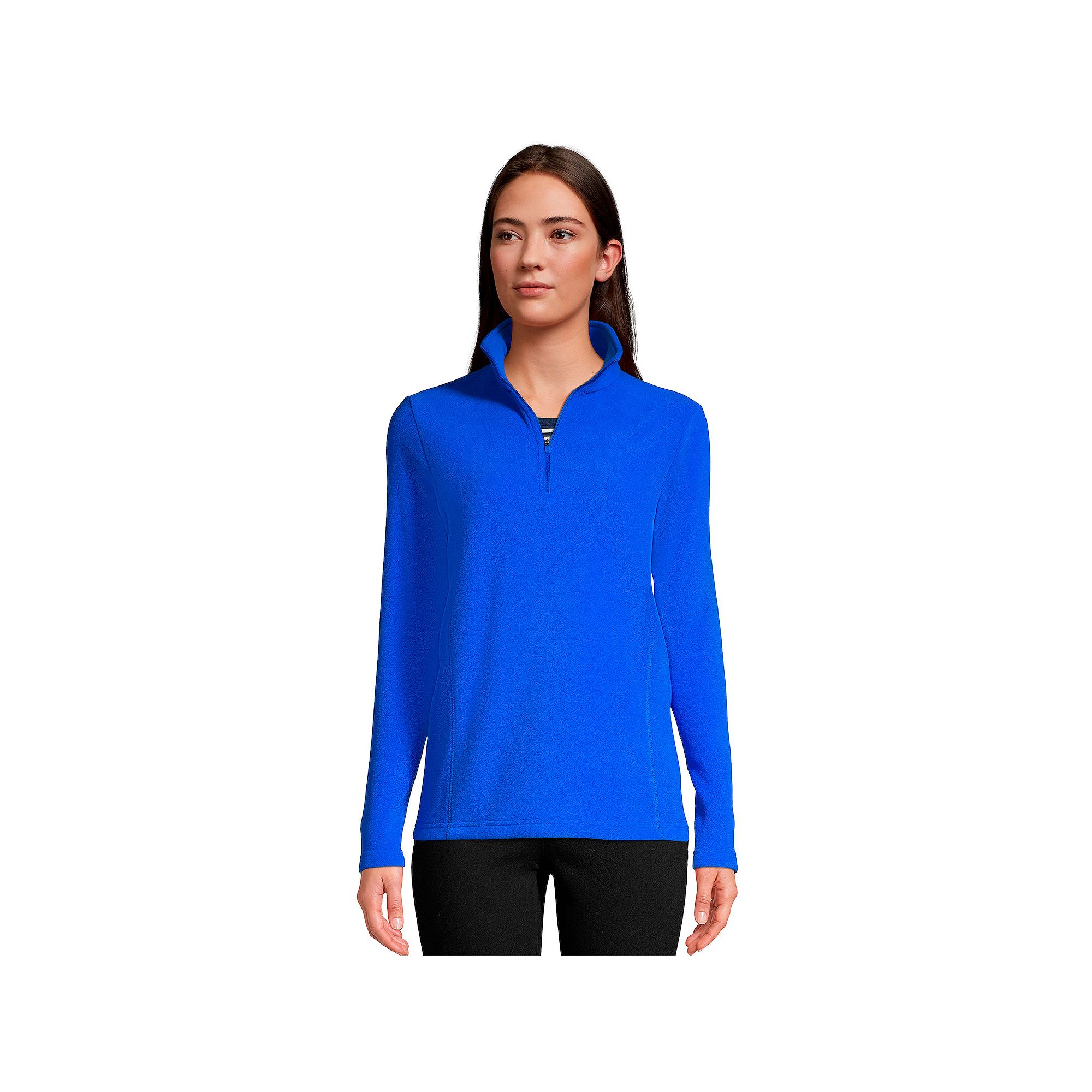Petite Lands End 1/4-Zip Fleece Pullover, Womens, Size: XL Petite, Royal 