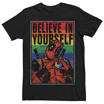 Adult Marvel Deadpool Pride Believe In Yourself Rainbow Poster Tee