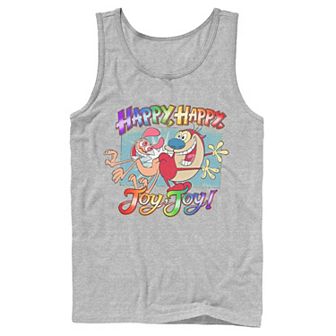 Adult Ren And Stimpy Pride Happy Happy Joy Joy Rainbow Gradient Tank Top