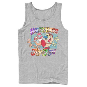 Adult Ren And Stimpy Pride Happy Happy Joy Joy Rainbow Gradient Tank Top