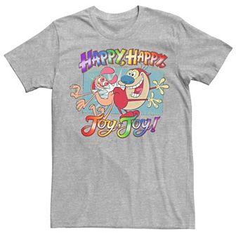 Adult Ren And Stimpy Pride Happy Happy Joy Joy Rainbow Gradient Tee