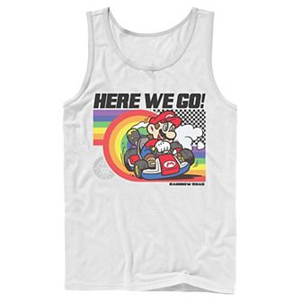 Adult Mario Kart Pride Rainbow Road Here We Go Tank Top