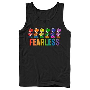 Adult Super Mario Pride Yoshi Fearless Rainbow Line Up Tank Top