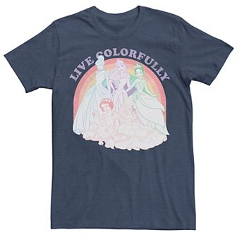 Disney Princess Cinderella, Aurora, Tiana, Snow White & Belle Live Colorfully Portrait Men's Graphic Tee