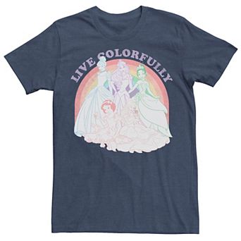 Disney Princess Cinderella, Aurora, Tiana, Snow White & Belle Live Colorfully Portrait Men's Graphic Tee