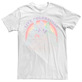 Disney Princess Cinderella, Aurora, Tiana, Snow White & Belle Live Colorfully Portrait Men's Graphic Tee