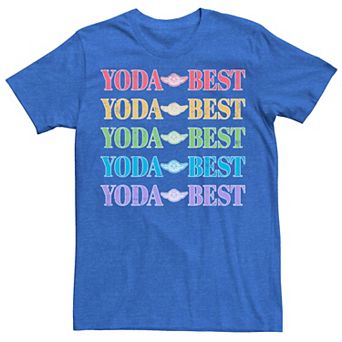 Adult Star Wars Pride Yoda Best Rainbow Text Stack Tee