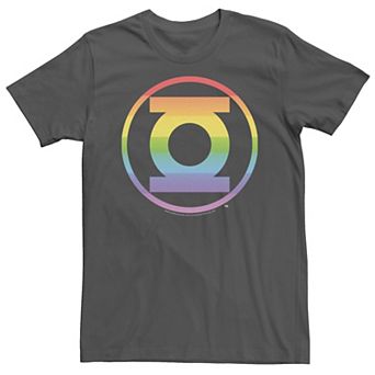 Adult DC Comics Pride Green Lantern Rainbow Logo Tee