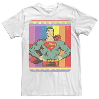 Adult DC Comics Pride Superman Rainbow Flag Portrait Tee