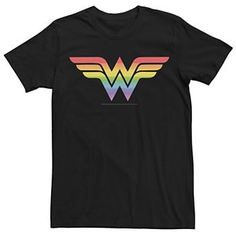 Adult DC Comics Pride Wonder Woman Rainbow Logo Tee