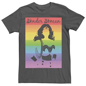 Adult DC Comics Pride Wonder Woman Rainbow Silhouette Tee