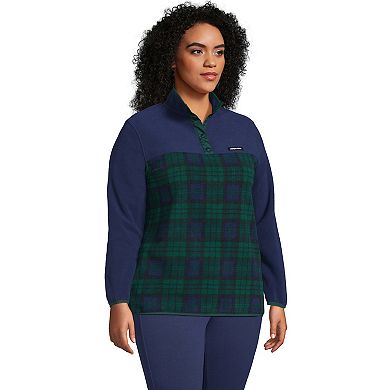 Plus Size Lands' End Heritage Quarter-Snap Fleece Pullover