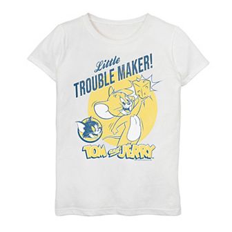 Girls 7-16 Tom And Jerry Little Trouble Maker Portrait Graphic Tee