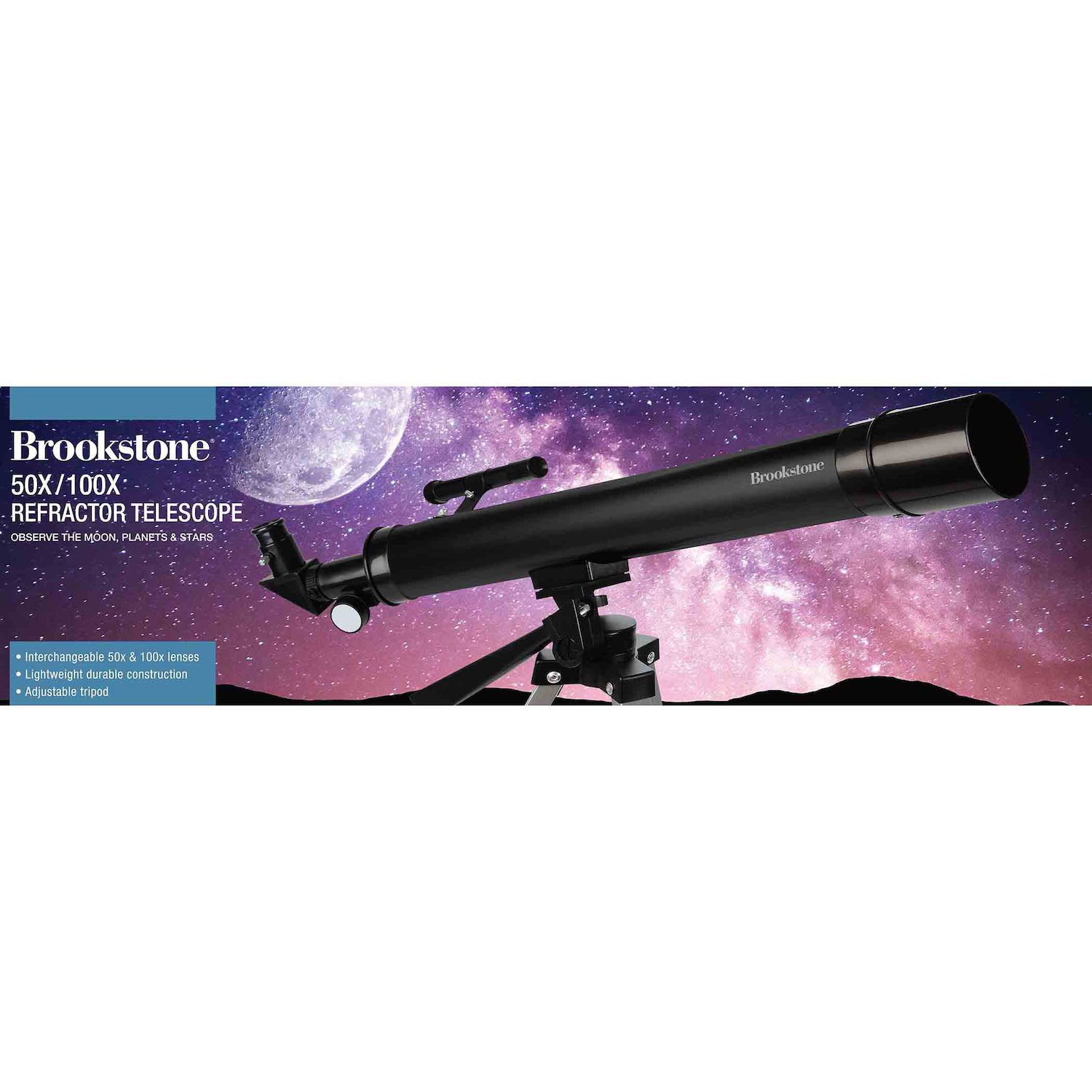Brookstone 50x100x Refractor Telescope Telescopic Tube