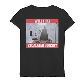 Girls 7-16 Star Wars Escalated Quickly Meme Graphic Tee