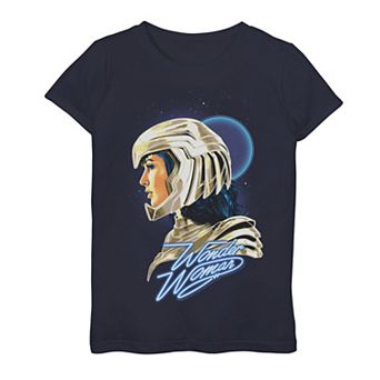 Girls 7-16 DC Comics Wonder Woman Neon Astronaut Retro Graphic Tee