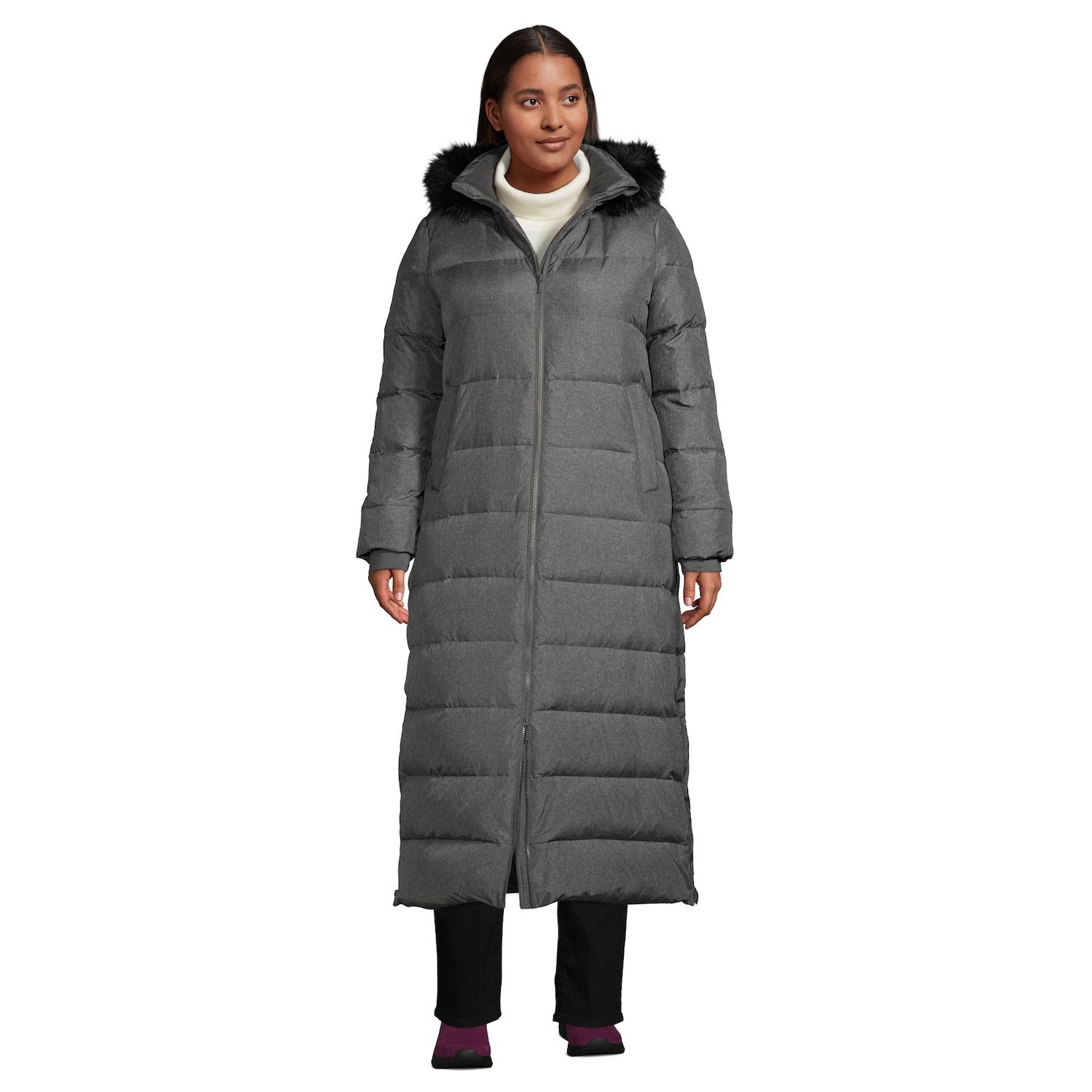 lands end faux fur hooded down winter coat