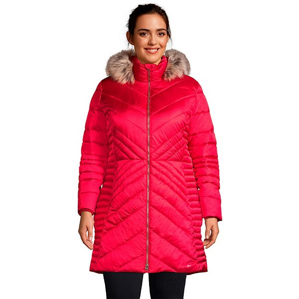 Plus Size Lands' End Faux-Fur Hood Insulated Plush Lined Winter Coat