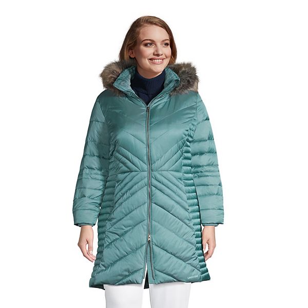 Plus Size Lands' End Faux-Fur Hood Insulated Plush Lined Winter Coat