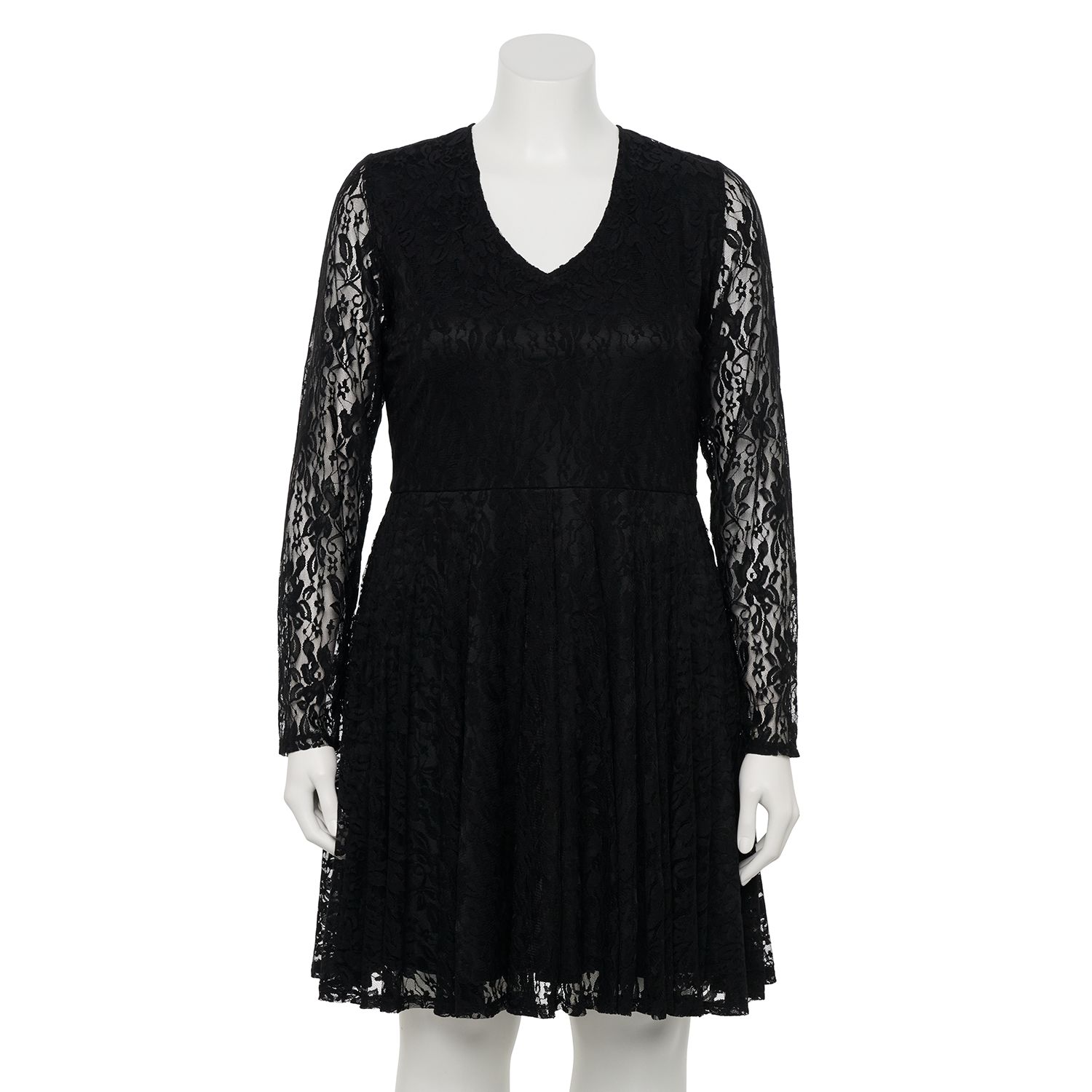 black lace skater dress plus size