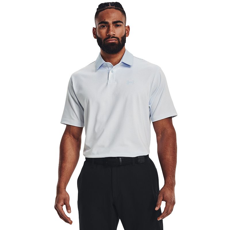 Mens Under Armour Striped Classic-Fit Performance Golf Polo, Size: Medium,