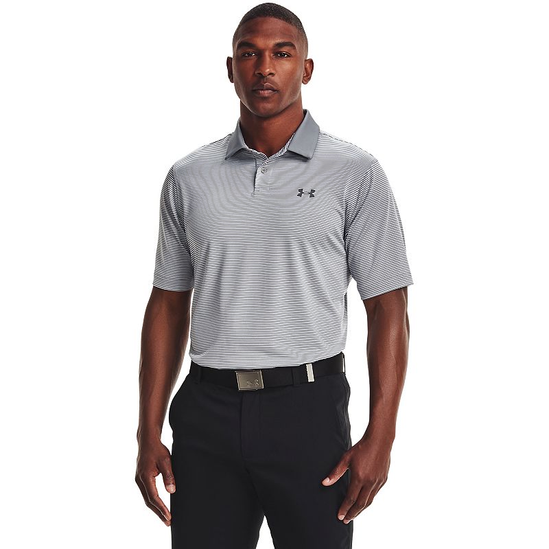 Mens Under Armour Striped Classic-Fit Performance Golf Polo, Size: Small, 