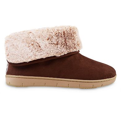 Women's isotoner Faux Fur Boot Slipper Made with Recycled Microsuede