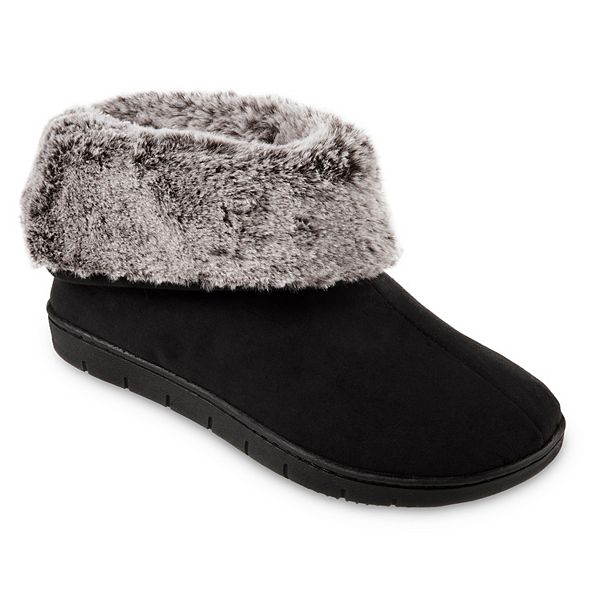 Women's isotoner Faux Fur Boot Slipper Made with Recycled Microsuede