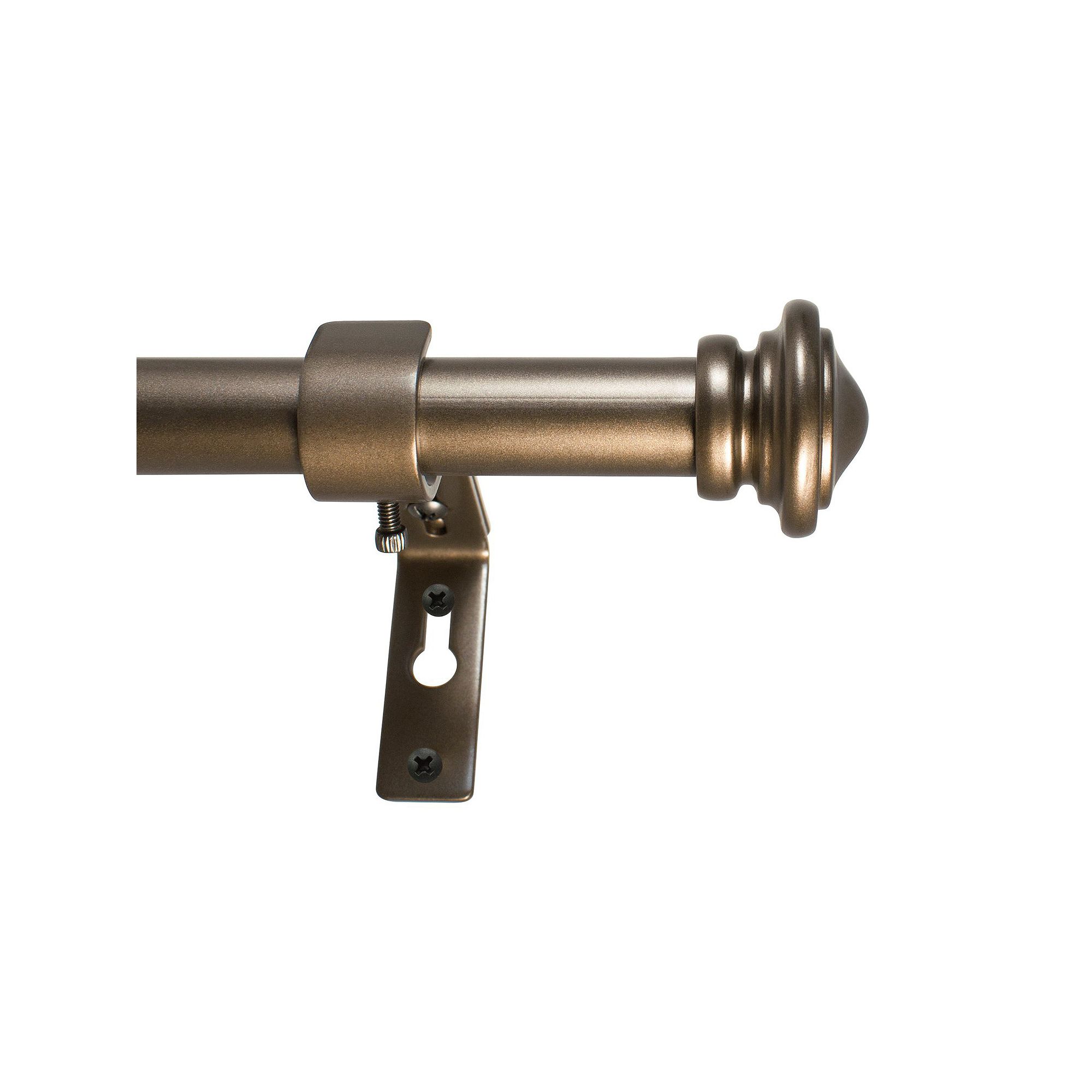 Decopolitan 3/4 Diameter 36-72 Cap Adjustable Curtain Rod Set, Brown
