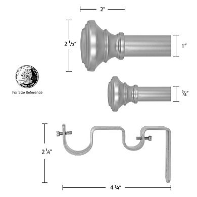 Decopolitan 1" Diameter 35-66" Trumpet Adjustable Curtain Rod Set