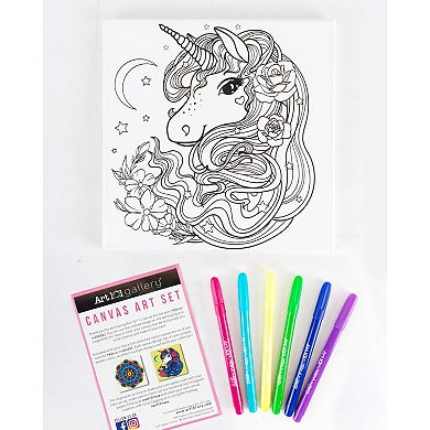 Art 101 Gallery Colorable Canvas Wall Art Set Two Pack with Perma Markers