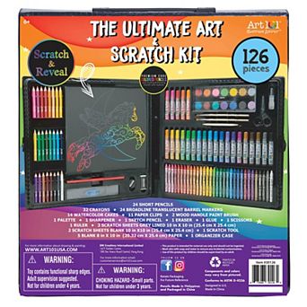 Art 101 Budding Artist Ultimate Art and Scratch Art Kit with 126 pc in an Organizer Case