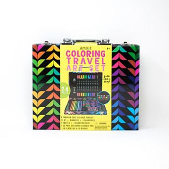 Art 101 Coloring Travel Art Set with 24 pc in a Colorful Carrying Case