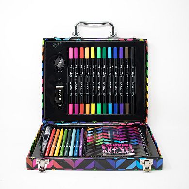 Art 101 Coloring Travel Art Set with 24 Pieces in a Colorful Carrying Case