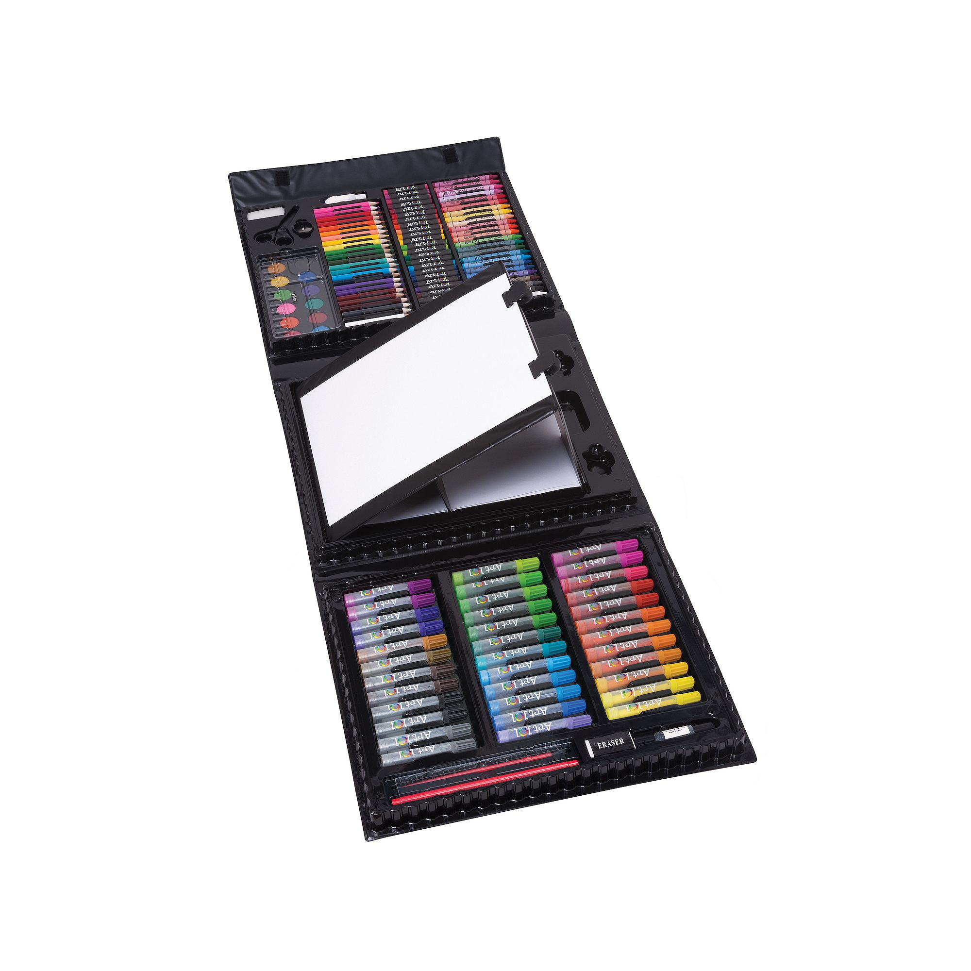 Art 101 Budding Artist Pop-Up Easel 150 Piece Doodle and Color Art Set, Mul