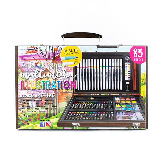 Art 101 Multimedia Illustration 85 Piece Wood Art Set Featuring