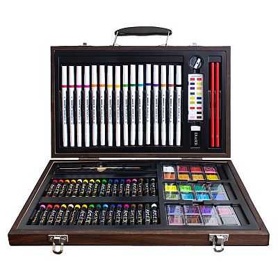Art 101 Multimedia Illustration 85 Piece Wood Art Set Featuring