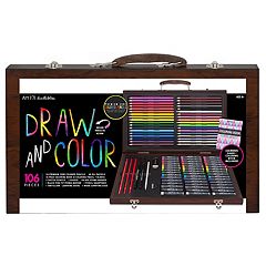 Art 101 Watercolor Draw and Sketch 88 Piece Art Set in A Wood Carrying Case