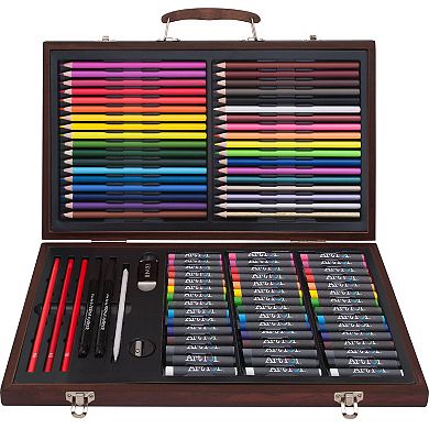 Art 101 Draw and Color 106 Piece Art Set in a Wood Carrying Case