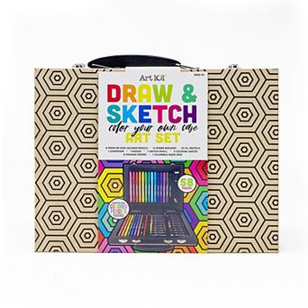 Art 101 58 pc Art Set in a Colorable Convenient Wood Carrying Case