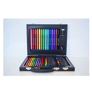 Art 101 58 Piece Art Set in a Colorable Convenient Wood Carrying Case