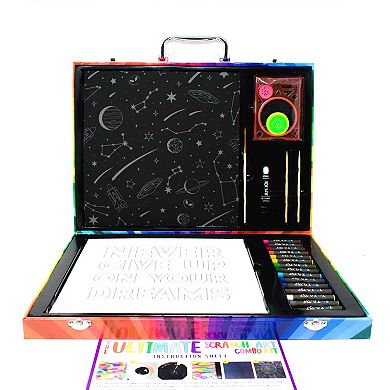 Art 101 Ultimate Scratch Art Combo Kit with 41 Pieces in a Colorful Carrying Case