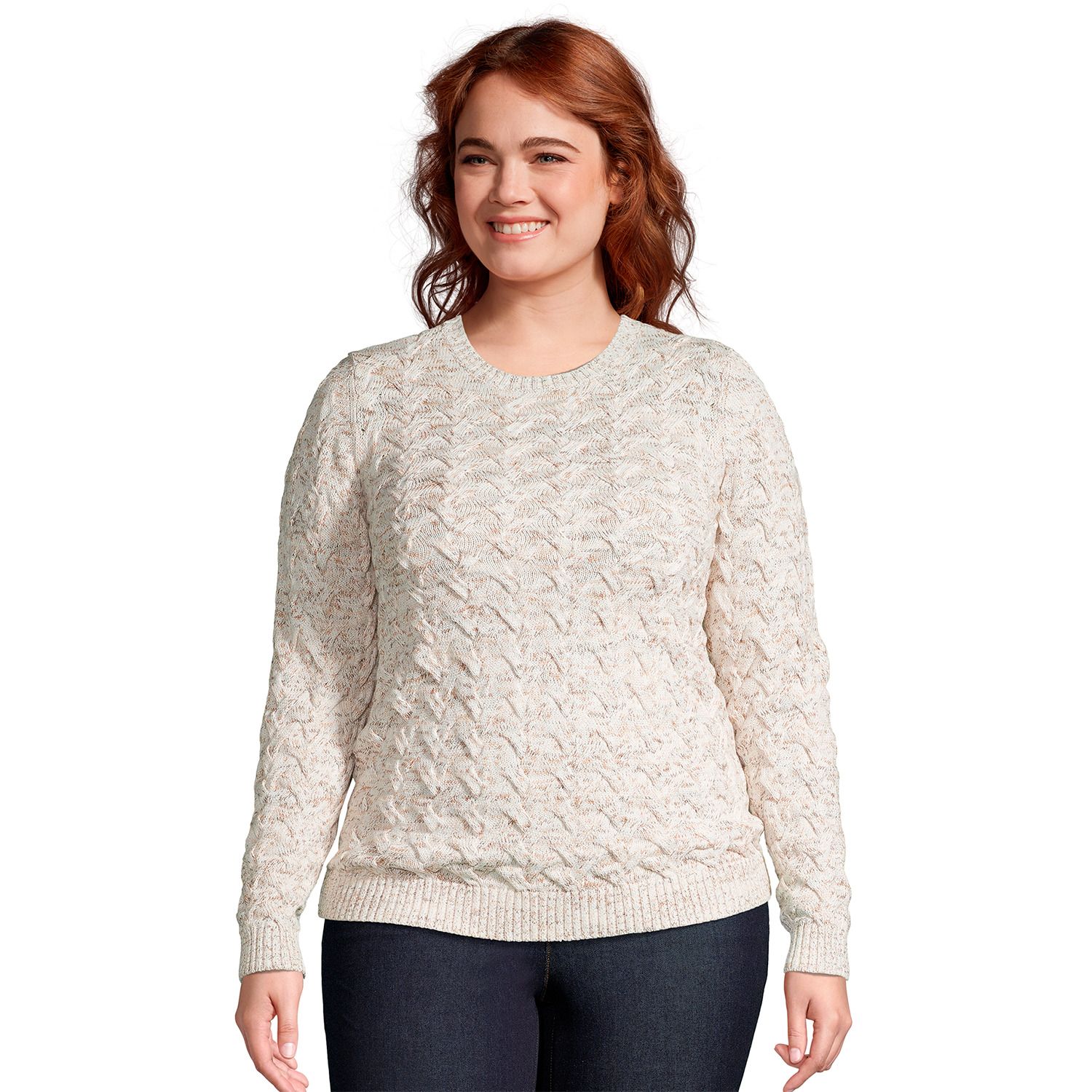plus size white cable knit sweater