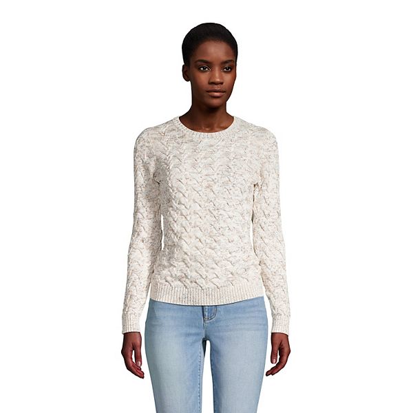 Petite Lands' End Drifter CableKnit Crewneck Sweater