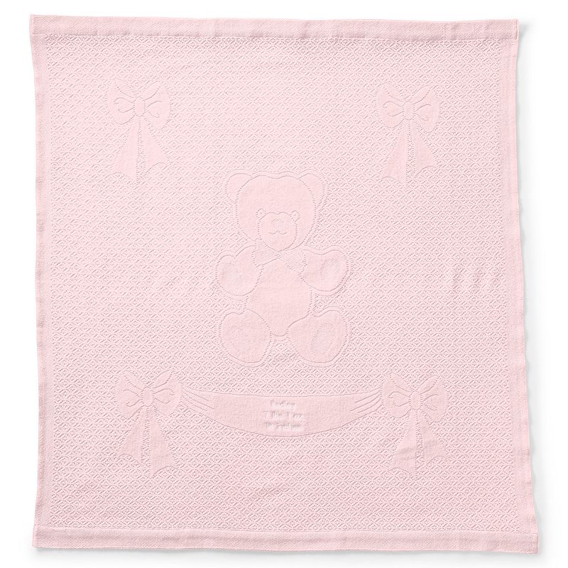 Lands End Scottish Lace Bear Baby Blanket, Dark Pink