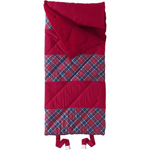 Lands' End Kids Spinnaker Stripe Sleeping Bag - Rich Red Multi Plaid
