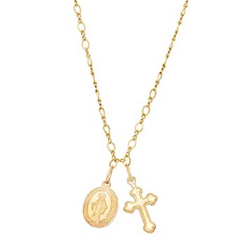 Charming Girl Kids' 14k Gold Filled Saint Mary & Cross Pendant Necklace