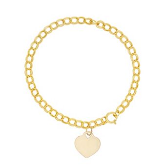 Charming Girl Kids' 14k Gold Filled Heart Charm Bracelet