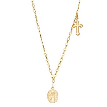 Charming Girl Kids' 14k Gold Filled Saint Christopher & Cross Pendant Necklace
